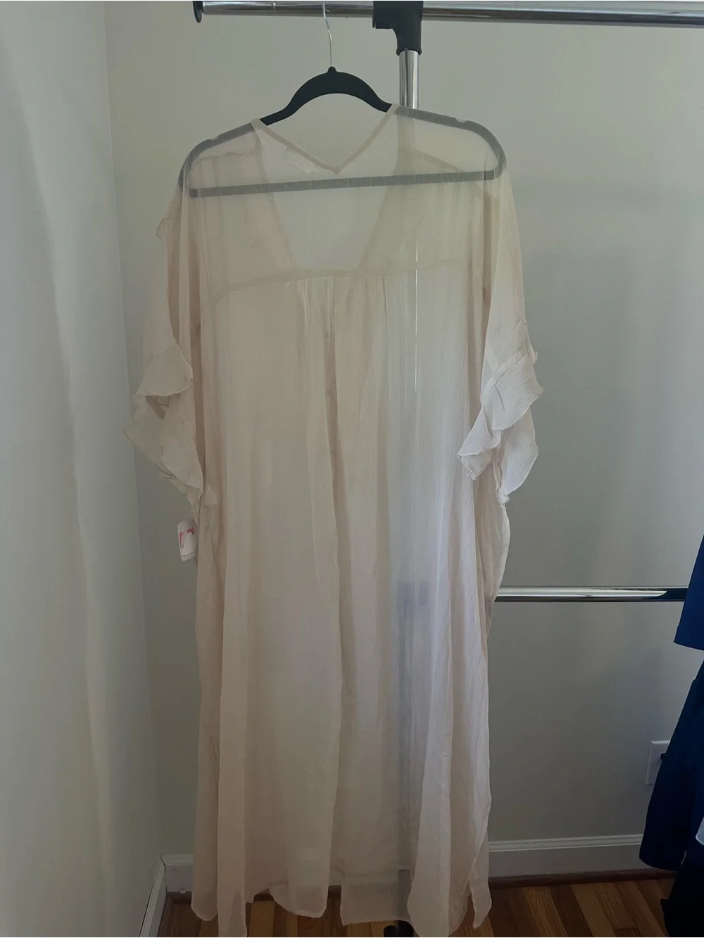Free People Sheer Ruffle Chemise - Beige/Cream